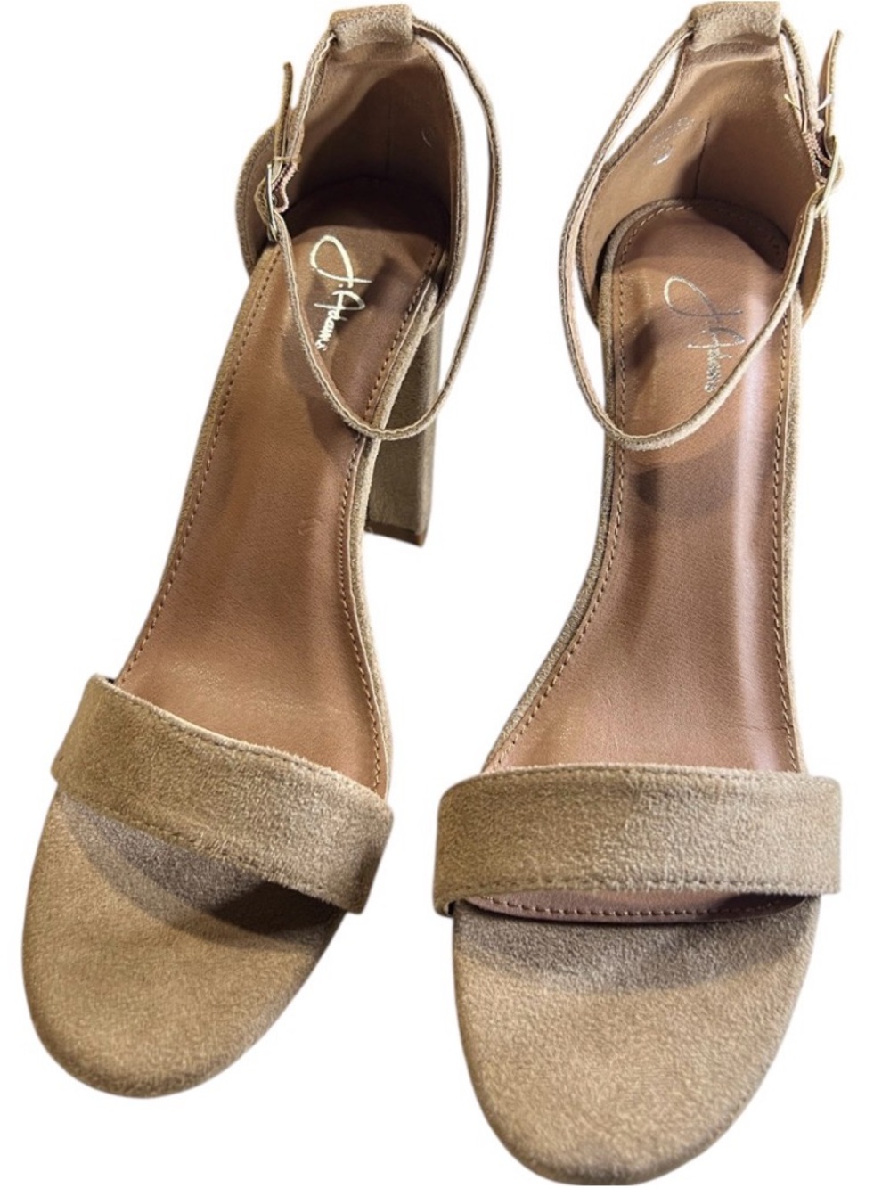 Ankle-Strap Block Heels in Taupe Suede NWOT